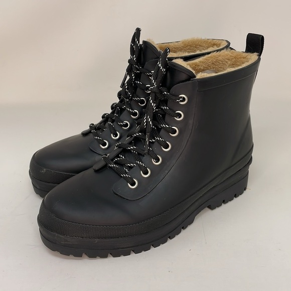 CHOOKA Rain Booties Lace Up Ankle Boots Black Size 7 NWT - Picture 2 of 11